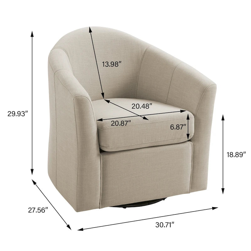 Set van 2 moderne gestoffeerde draaibare kuipstoelen voor de woonkamer
