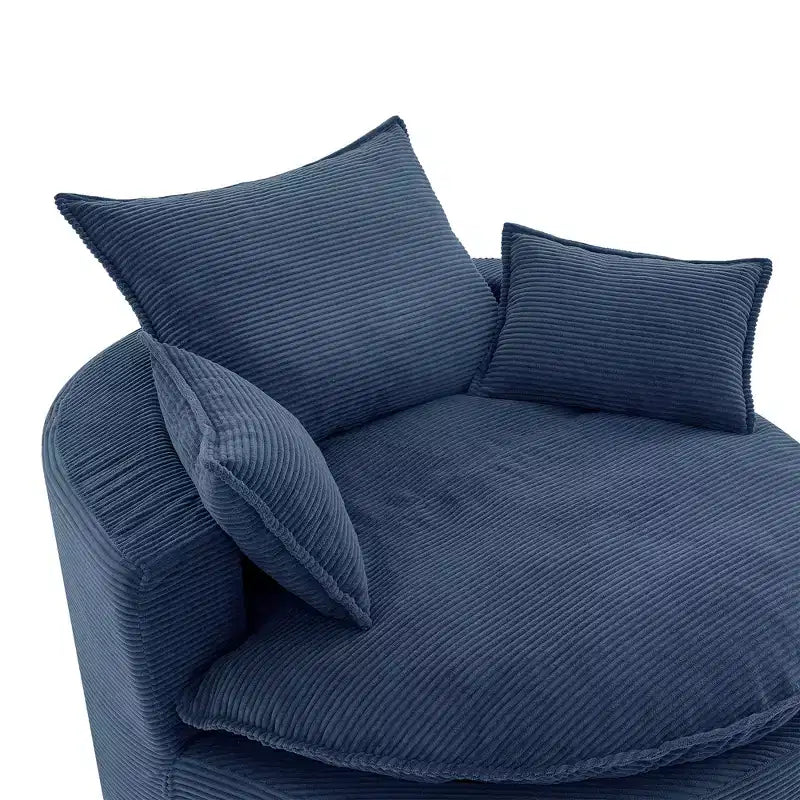 Fauteuil d’appoint pivotant à 360°, fauteuil tonneau rond pivotant avec coussin pour le salon