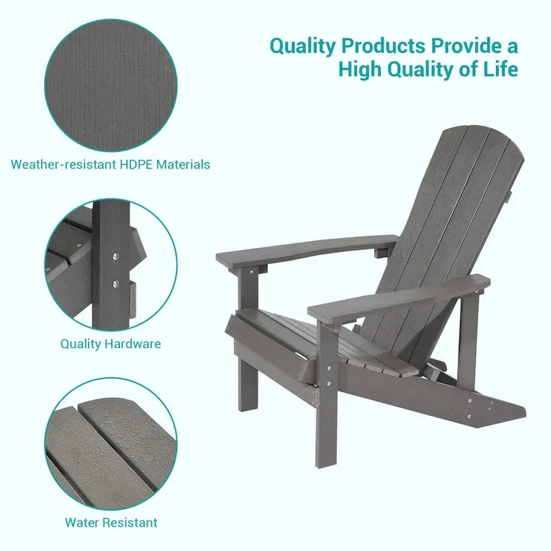 Set di 4 sedie Adirondack da esterno in legno resistente agli agenti atmosferici Bonosuki