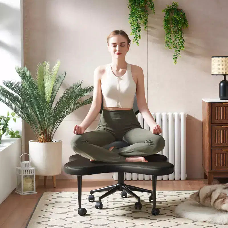 Sedia da ufficio ergonomica Pinmoco a gambe incrociate, sedia da meditazione regolabile in altezza, girevole a 360, con supporto lombare, per attività e ufficio, sedia per ADHD