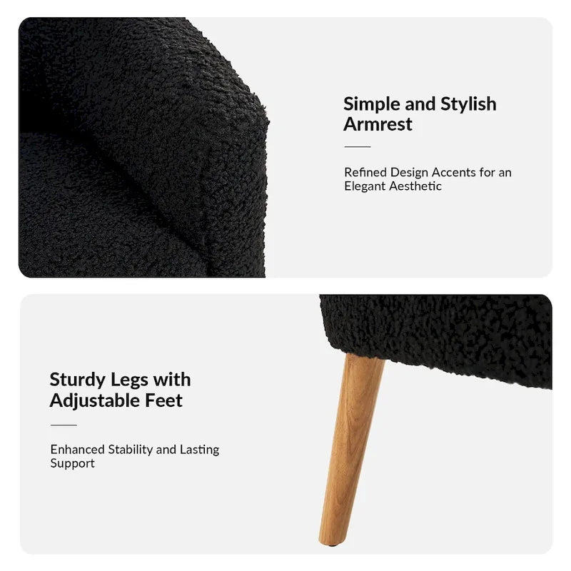 Set di 2 poltrone moderne Sheila da 30 W in bouclé con gambe in legno massello di HULALA HOME