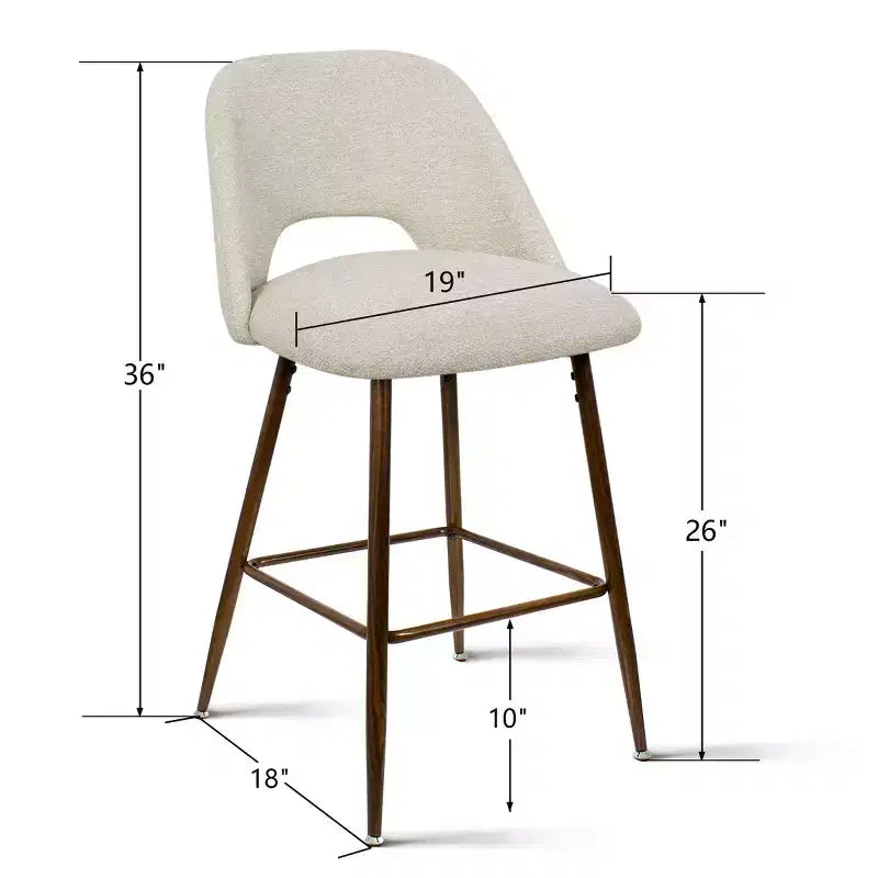Ensemble de 3 tabourets de bar mi-hauteur de style moderne du milieu du siècle, chaises rembourrées de 26 po pour îlot de cuisine, pieds en métal finition noyer - Panipeachy