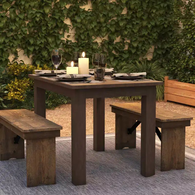 Tavolo da pranzo rettangolare in pino massello stile farmhouse Flash Furniture, 46 x 30