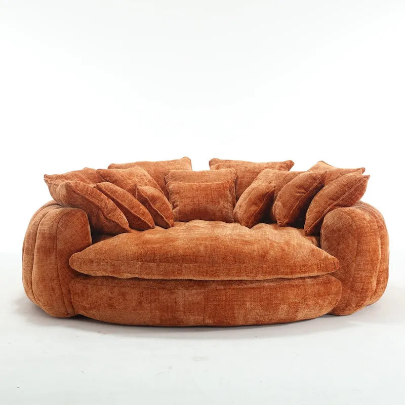 Comodo divano letto matrimoniale a forma di pagnotta, formato extra-large con braccioli