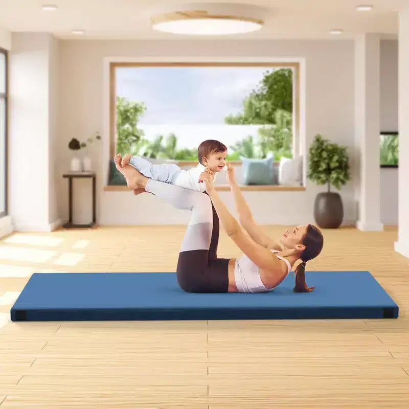 Matelas de camping Costway en mousse à mémoire de forme avec dessous antidérapant et sac de transport, pour dormir à l’extérieur, gris/bleu