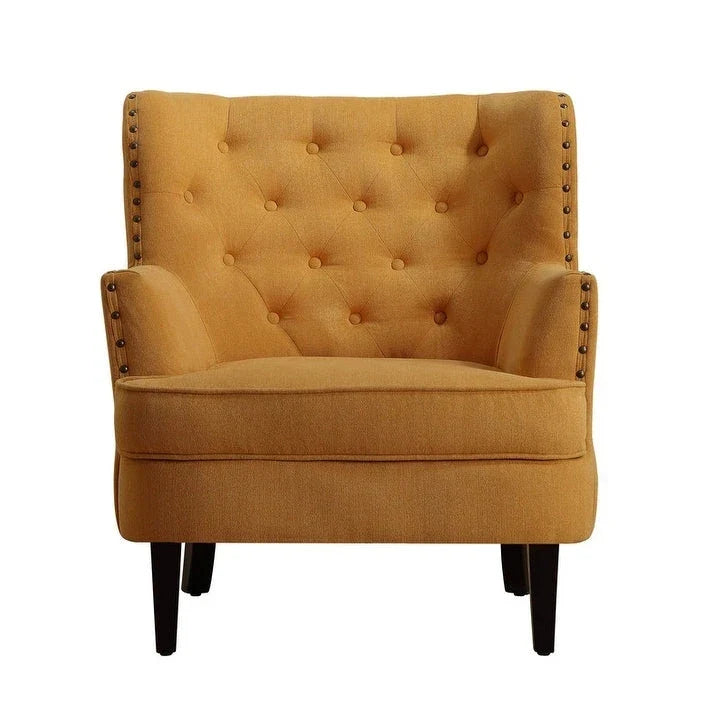 Moser Bay Mignon fluwelen/linnen fauteuil met knopen en hoge rugleuning, 30 breed